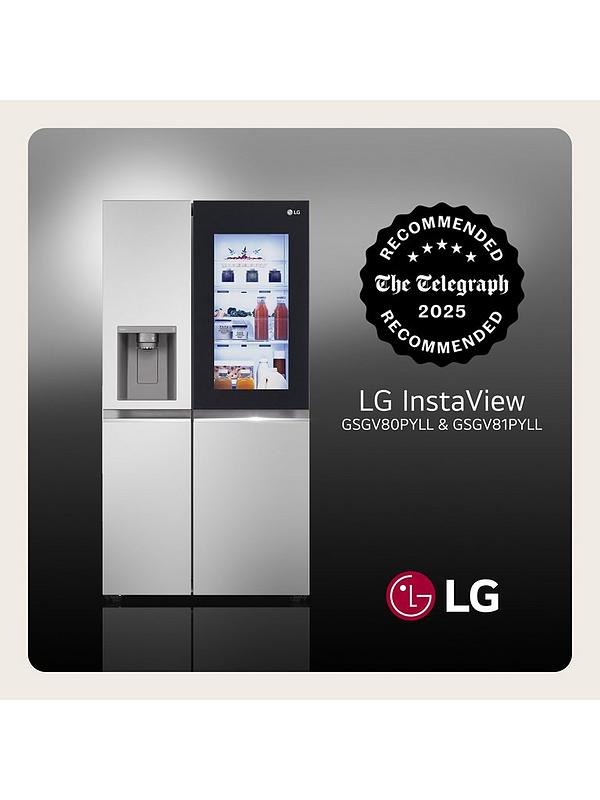 LG InstaView GSGV81PYLL Side-by-Side American Fridge Freezer with Non-Plumbed Water & Ice Dispenser - Prime Silver - 635L - E Rated - Image 6